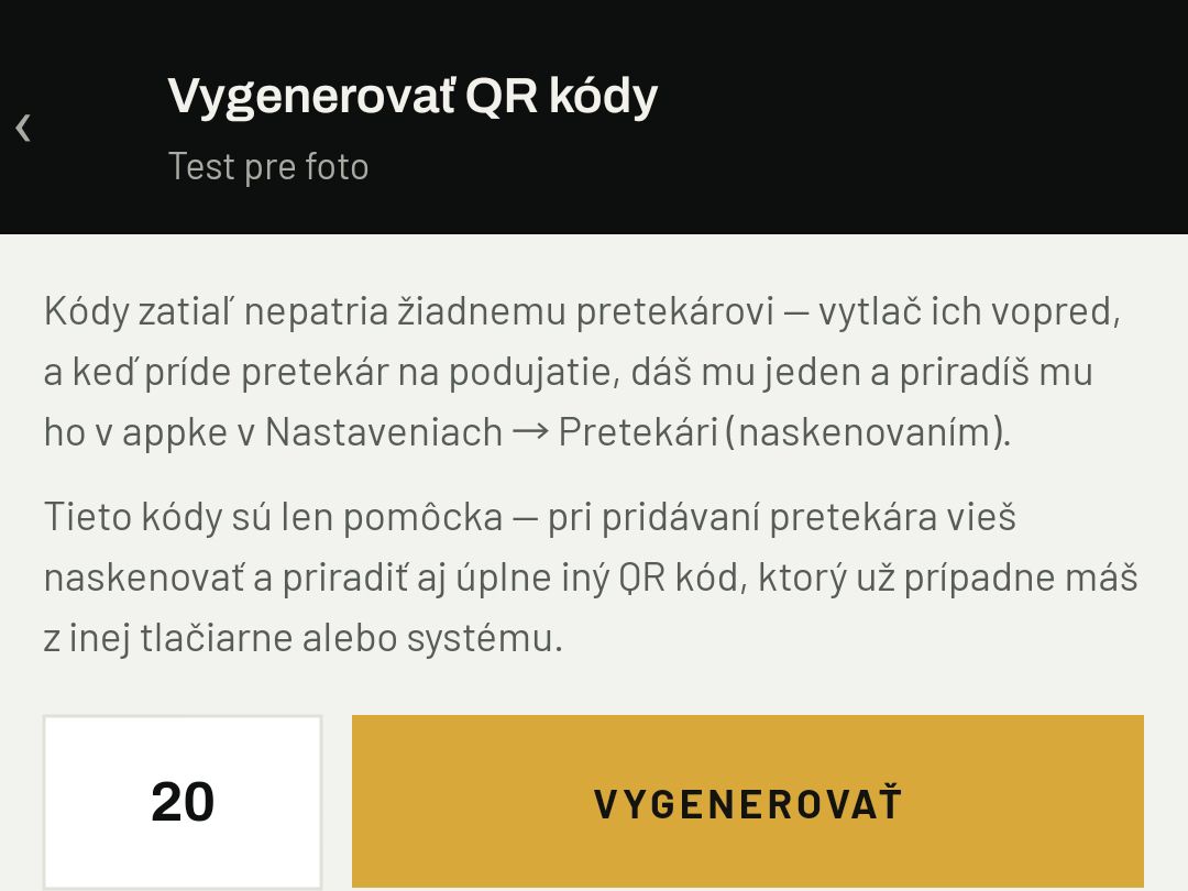 Vytlač QR kódy vopred