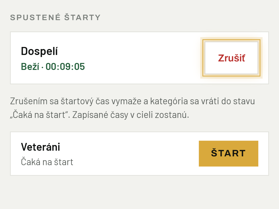 Zrušenie štartu