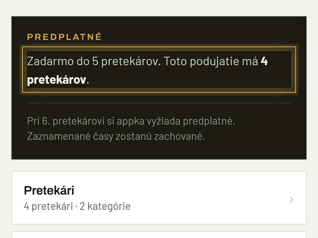 Zadarmo do 5 pretekárov