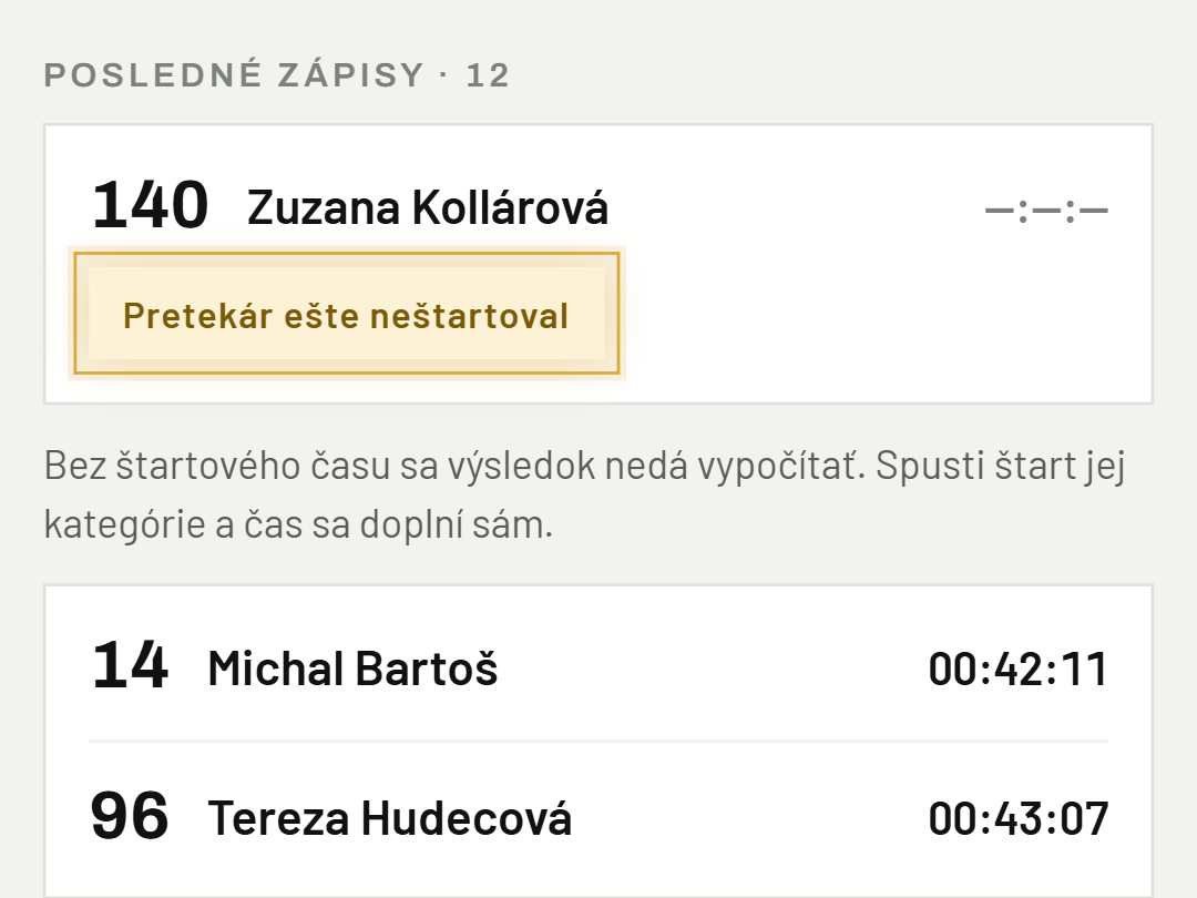 Pretekárovi sa nezapísal čas