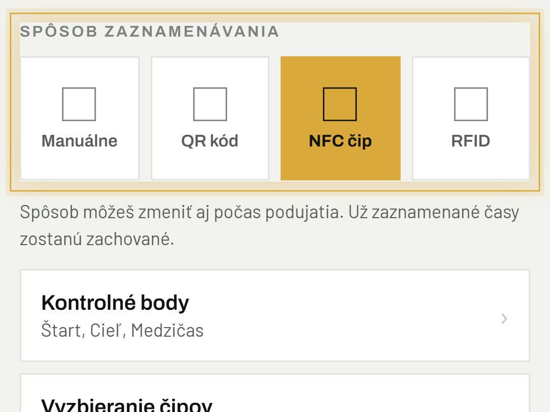Ako zmením spôsob zaznamenávania uprostred podujatia?