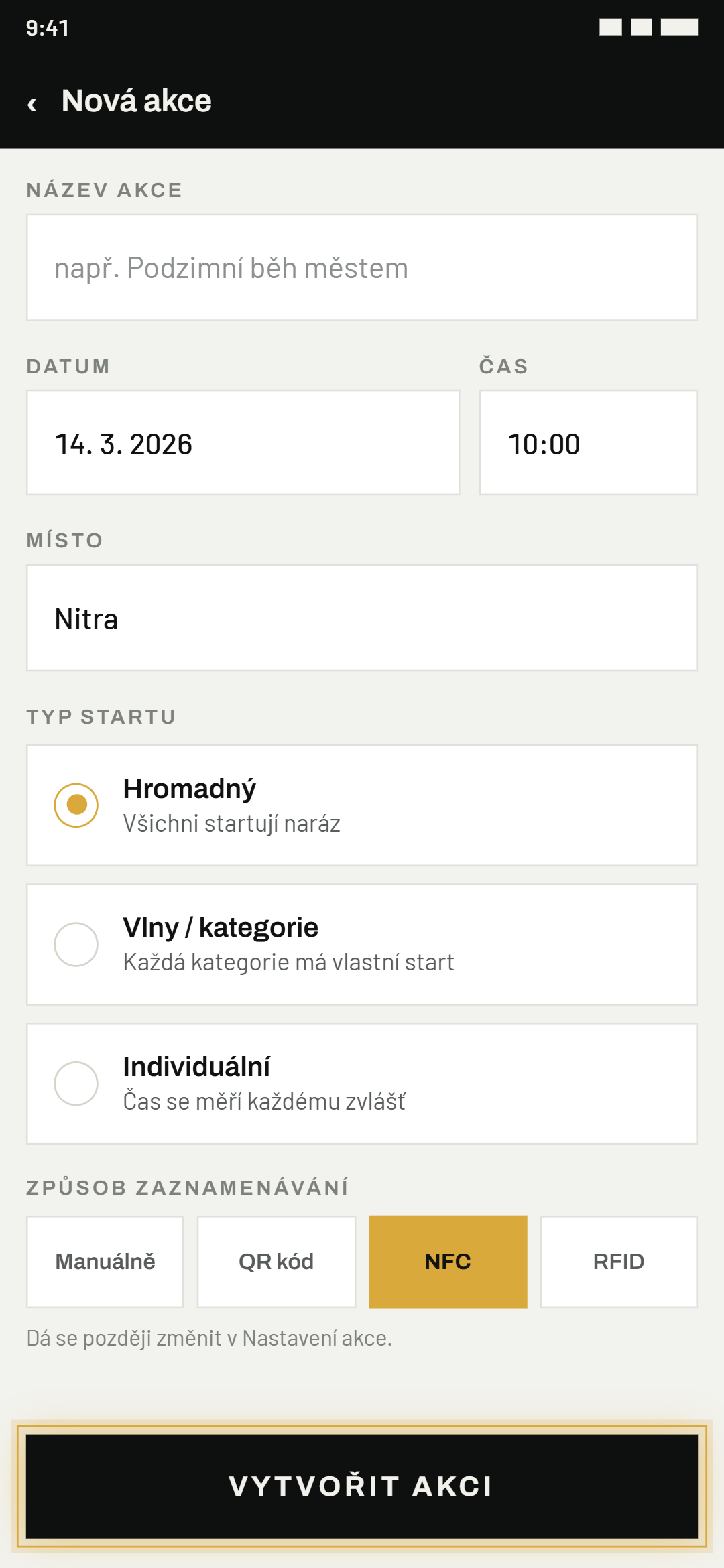 Založ první akci