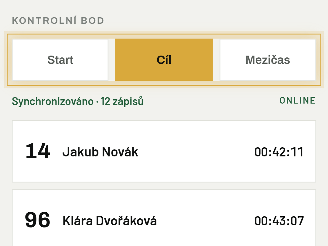 Zvol kontrolní bod
