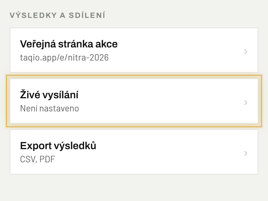 Přidej živé vysílání