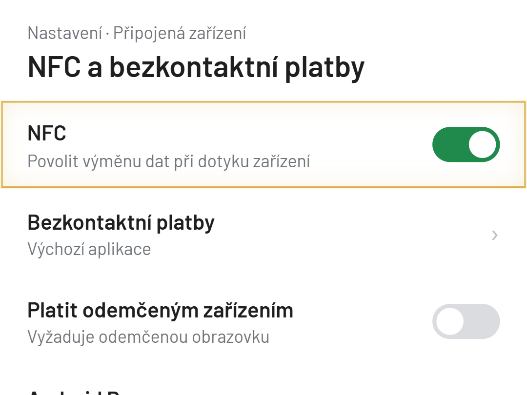 Aplikace mi nenačítá NFC čip
