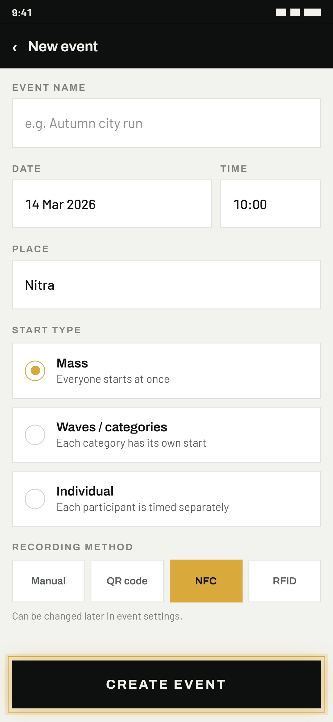 Create your first event
