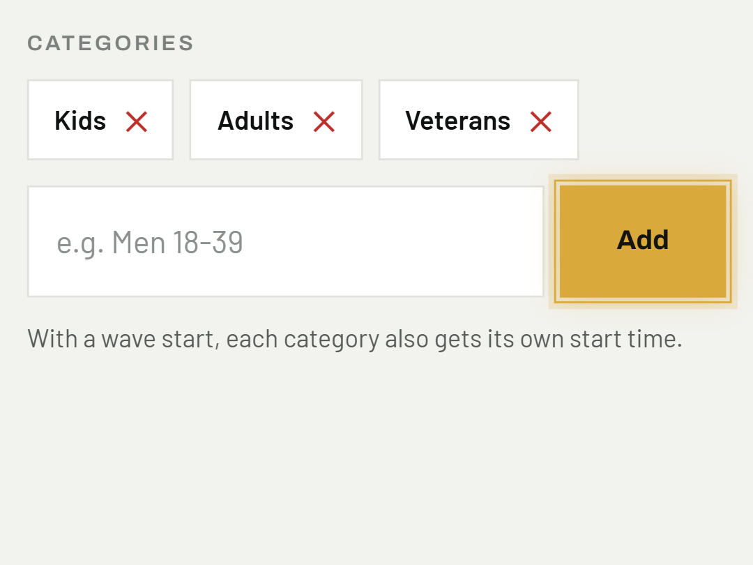 Set up categories
