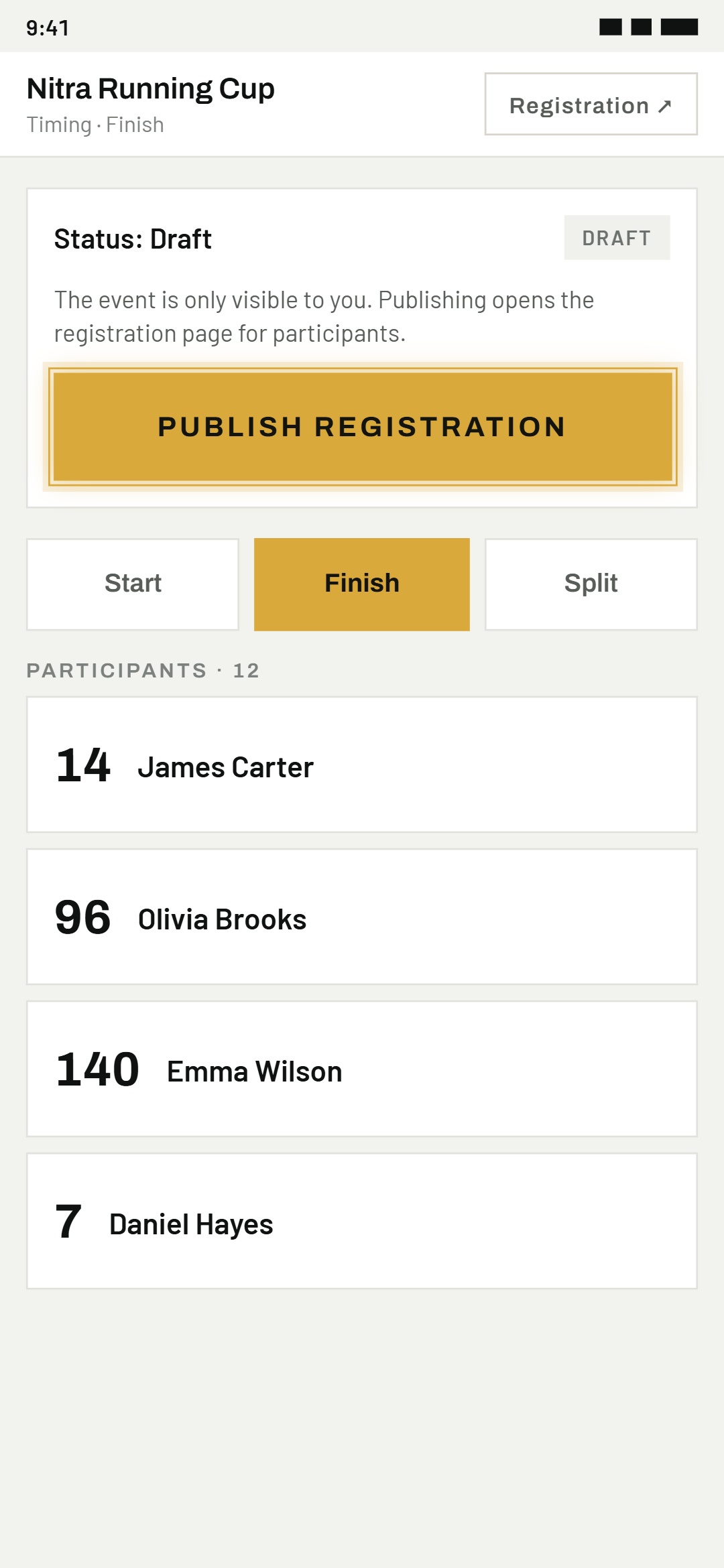 Publish registration