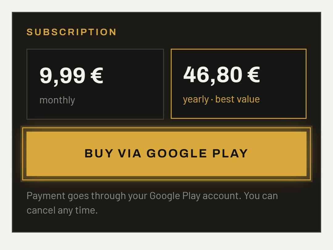 Buy a subscription right in the app
